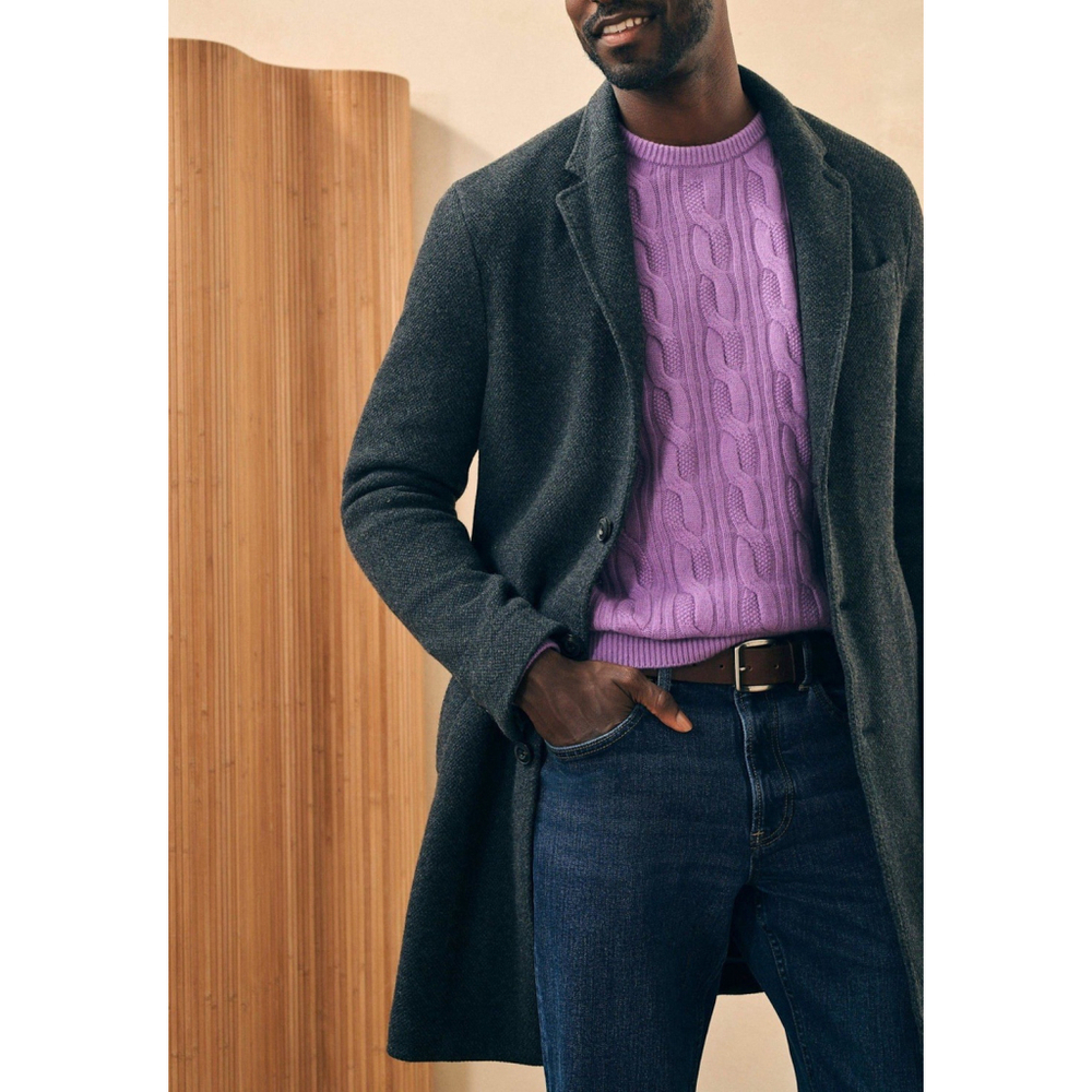 $598 NWT Faherty Reserve Knit Coat Wool Blend Charcoal Mens XL Business Timeless